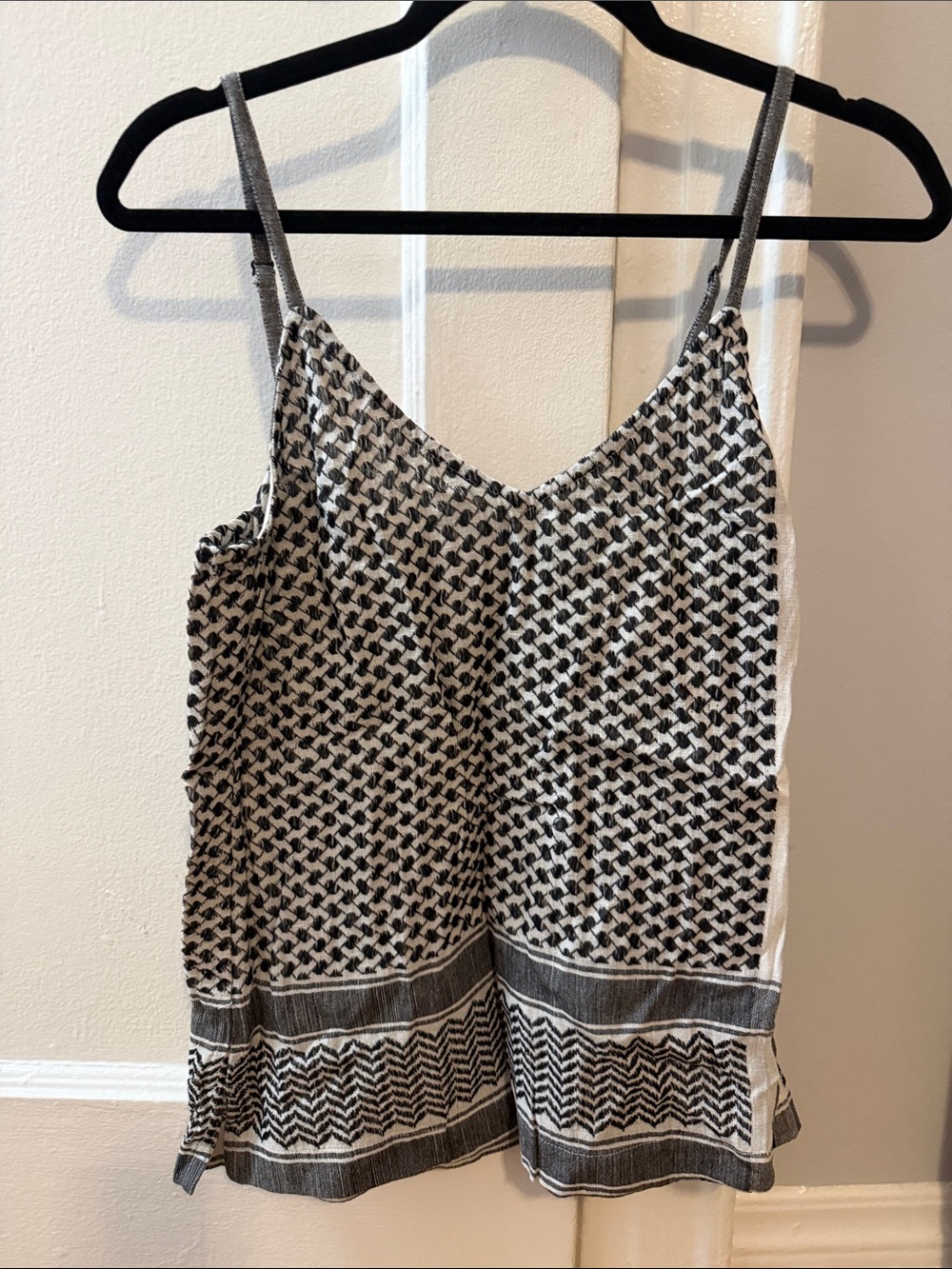 Cecilie Copenhagen Black and White Patterned Silk Tank Top